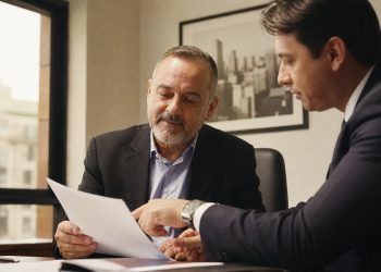 Policial civil aposentando-se revisando os documentos da aposentadoria especial com advogado em Belo Horizonte