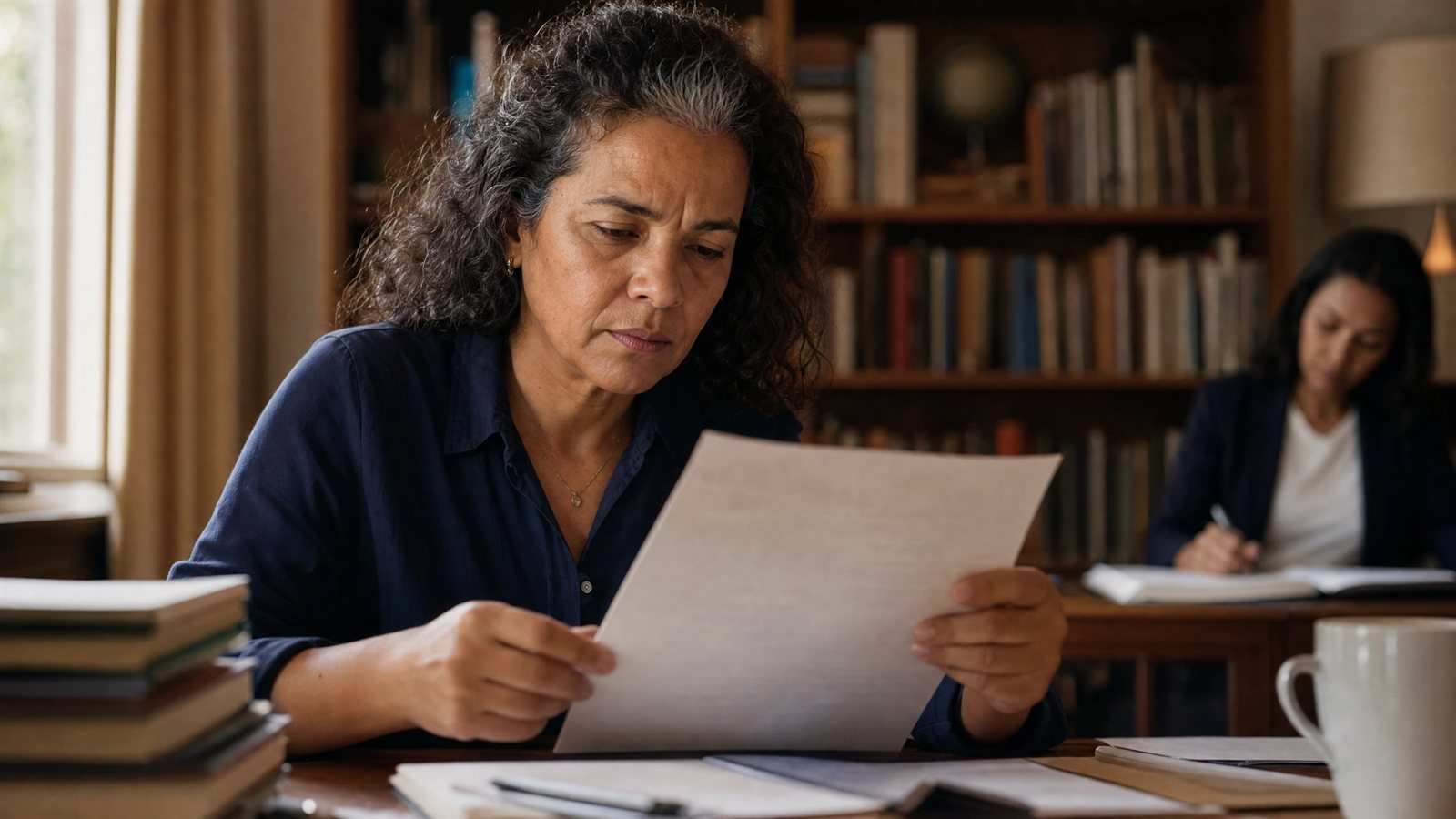 Pessoa examinando com determinação o documento de propriedade em um caso de anulação de usucapião