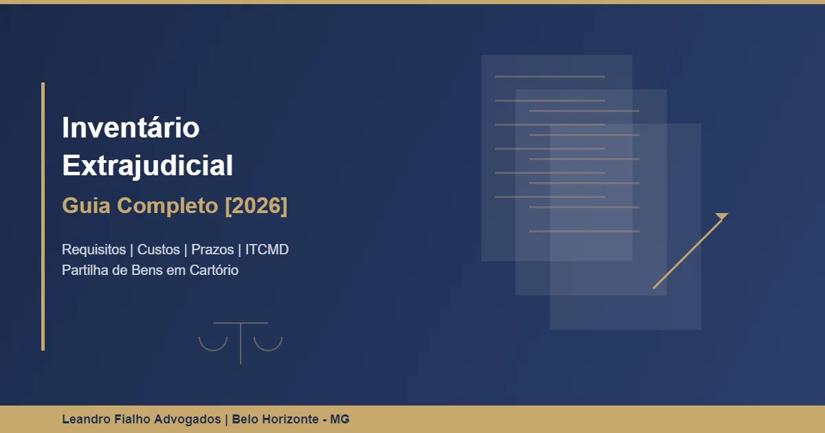 Documentos de inventário extrajudicial sobre mesa de advogado em Belo Horizonte