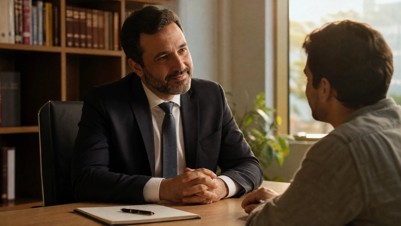 Advogado de Direito de Família orientando cliente em consulta acolhedora em escritório em Belo Horizonte